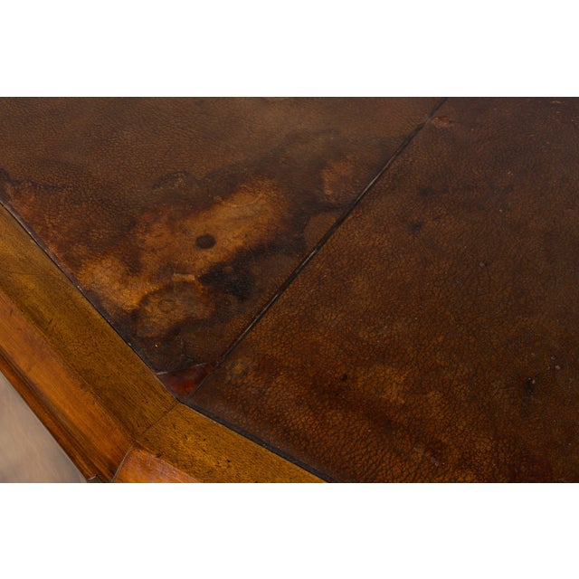 1930s French Art Deco Walnut Partner Desk With Leather Top For Sale - Image 11 of 18