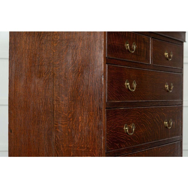 Large English Oak Tallboy Chest Drawers, 1870 For Sale - Image 12 of 14
