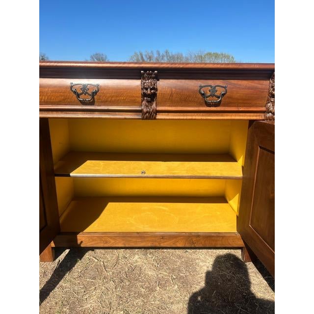 19th Century French Renaissance Solid Walnut Sideboard / Buffet For Sale - Image 6 of 18