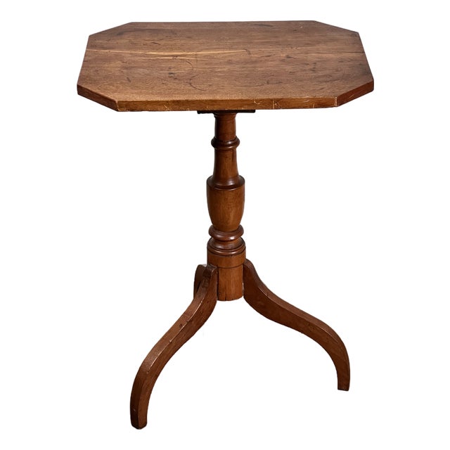 Antique 19th Century Cut Corner Hepplewhite Candle Stand For Sale