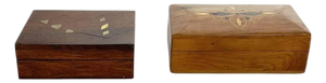 Wooden Boxes with Decorative Inlays, France, 1970s, Set of 2