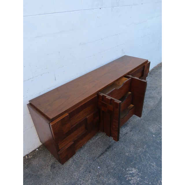 Lane Brutalist Mid Century Modern Long Dresser Tv Cabinet 6304 For Sale - Image 16 of 17