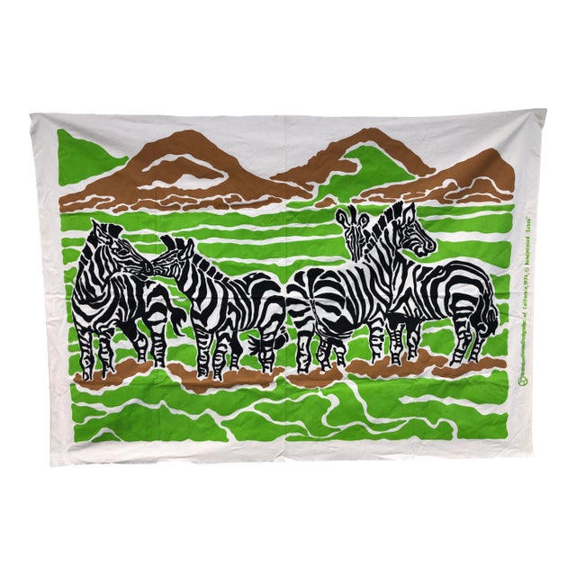 Unstretched Zebra Screen Print Textile Art For Sale