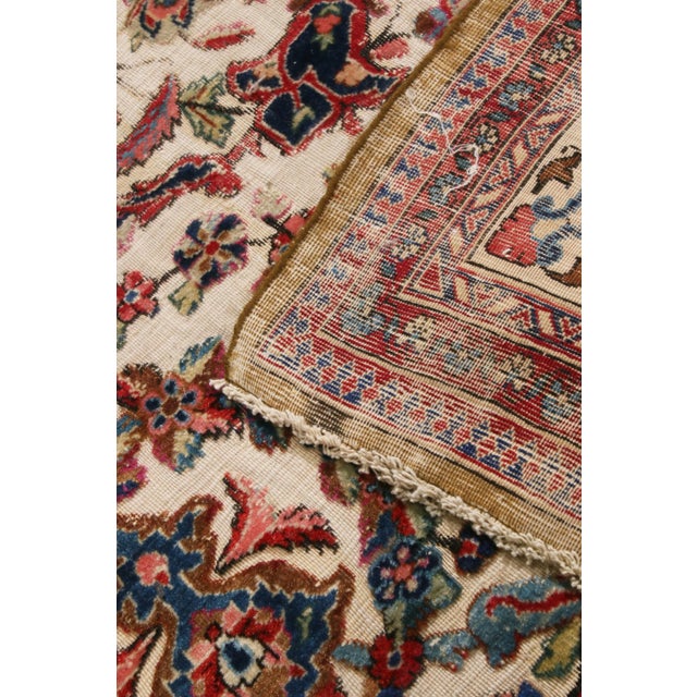 Textile Antique Kashan Traditional Red and Beig Silk Persian Rug For Sale - Image 7 of 7