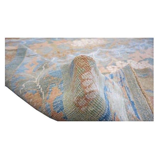 Early 21st Century Turkish Donegal Hemp & Wool 8x11 Blue, Green, & Salmon Handmade Area Rug #1140933 For Sale - Image 5 of 5