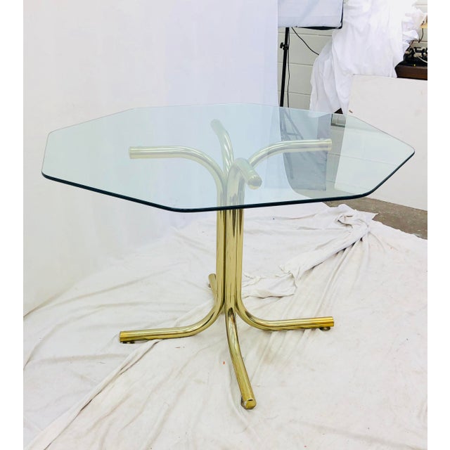 Vintage Brass & Glass Table Chairish