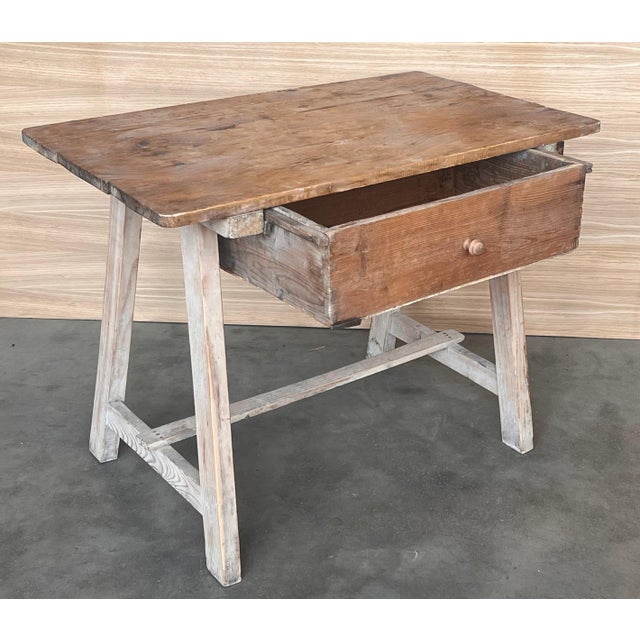 Early 19th Century Spanish Baroque Bleached Side Table with Drawer For Sale - Image 6 of 18