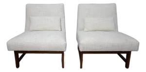 Mid 20th Century Edward Wormley for Dunbar Slipper Chairs in Holly Hunt Great Plains Weave