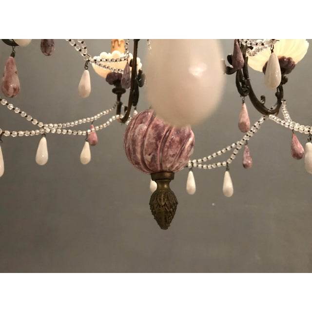 Agate Stone and Crystal Beaded Chandelier, 1940s For Sale - Image 4 of 10