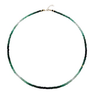 Birthstone May Emerald Ombre Gold Bead Necklace For Sale