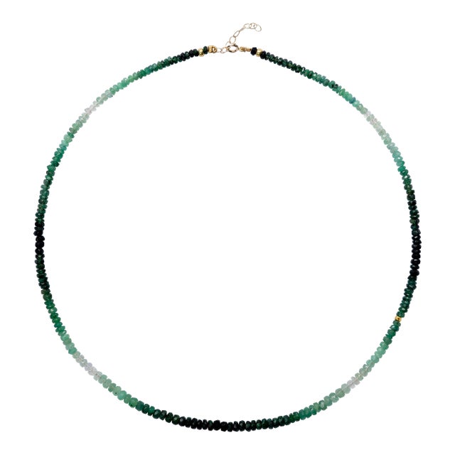 Birthstone May Emerald Ombre Gold Bead Necklace For Sale