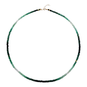 Birthstone May Emerald Ombre Gold Bead Necklace