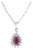 Pear Shaped Ruby Diamond Halo Necklace 14k White Gold 16" For Sale