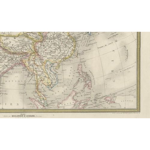 Paper French Map of Asia with Russia, China and India by Cortambert, 1864 For Sale - Image 7 of 10