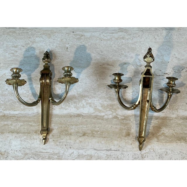 Pair of Louis XVI style bronze sconces For Sale - Image 10 of 12