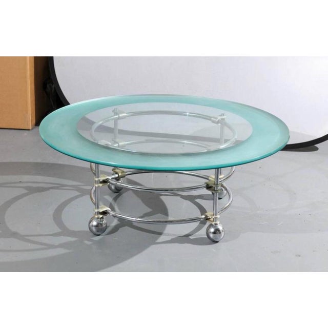 Jay Spectre Jay Spectre for Century Chrome and Glass Cocktail Table For Sale - Image 4 of 5