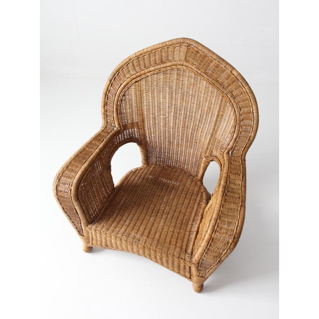 Wood Vintage Wicker Armchair For Sale - Image 7 of 18