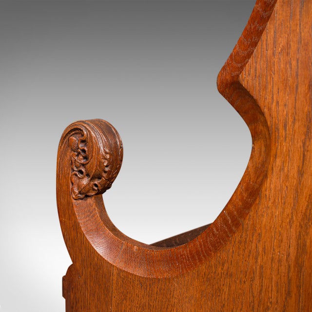 Antique Hall Settle, Scottish Oak Seat & a Half Bench, Gothic Revival, Victorian For Sale - Image 10 of 10