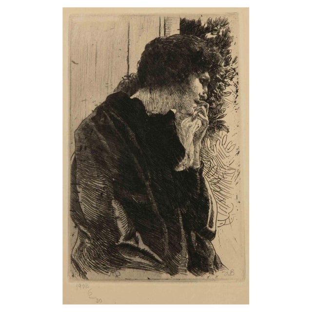 Albert Besnard, Sadness, Etching, 1909 For Sale