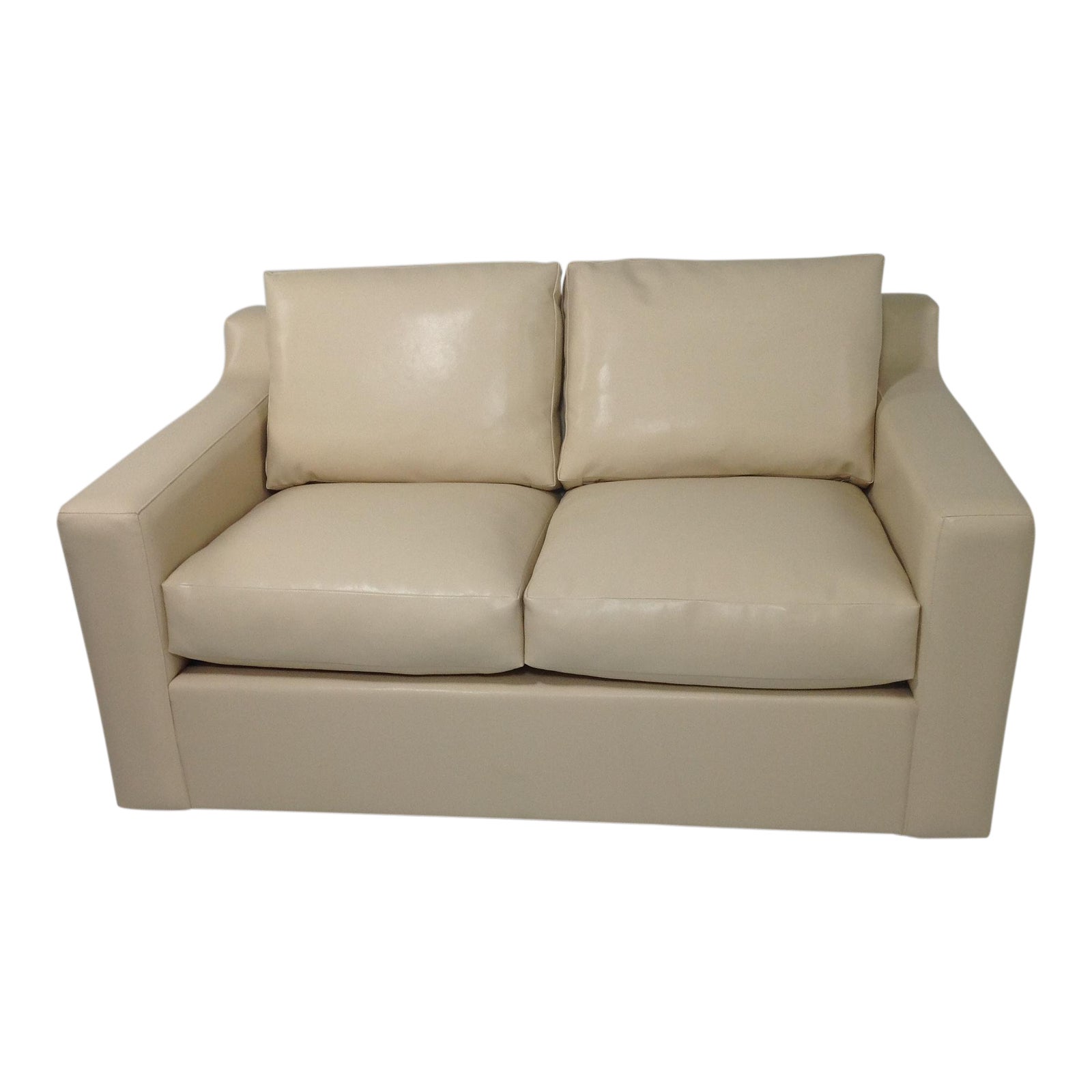 Modern Designer Faux Leather Loveseat Chairish