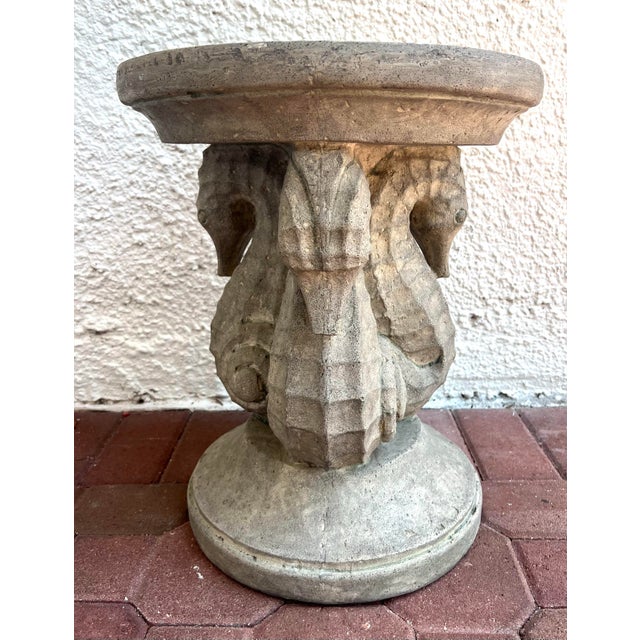 Seahorse Cement Garden Stool/Side Table. For Sale In Miami - Image 6 of 9