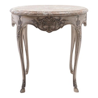 1900s Belgian Bleached Oak Side Table with Marble Top For Sale
