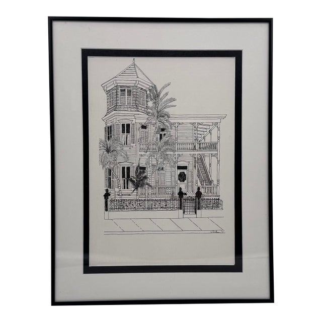 The Artist House, Key West Original Pen & Ink Drawing Signed 2001 For Sale