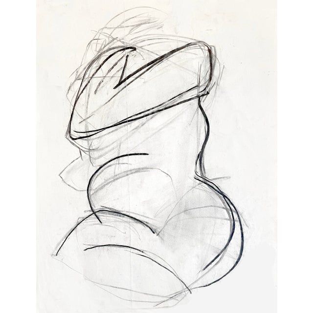 Abstract Minimal Charcoal Drawing of Female Torso / Curvaceous For Sale