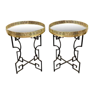 Pair of Jansen Style Greek Key Side Tables