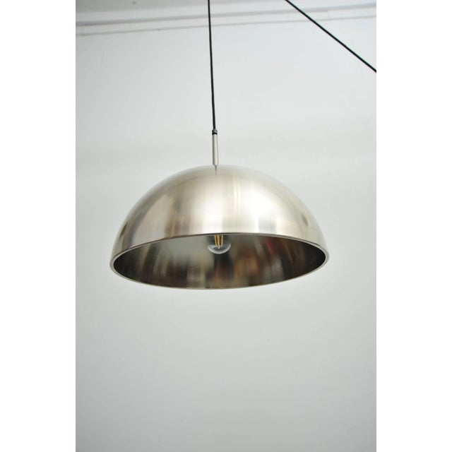 Height-Adjustable Pendant Lamp in Nickel-Plated Brass by Florian Schulz, 1970s For Sale - Image 6 of 11