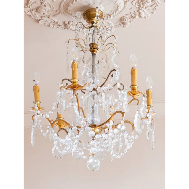 19th Century Louis XV Bronze and Crystal Chandelier For Sale - Image 3 of 8