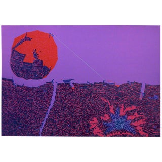Risaburo Kimura "Night City" Signed Limited Edition Serigraph Unframed, 1970 For Sale