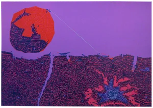 Risaburo Kimura "Night City" Signed Limited Edition Serigraph Unframed, 1970