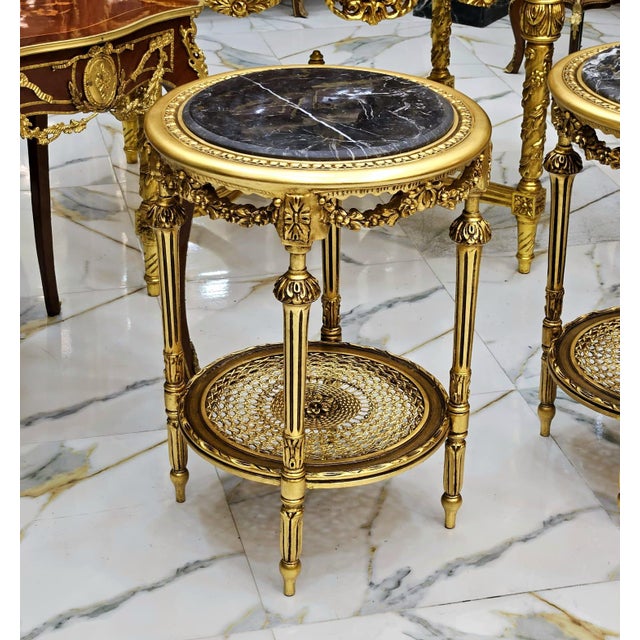 Elegant French Louis XV Side Table With Floral Marquetry & Gilt Details For Sale - Image 4 of 6