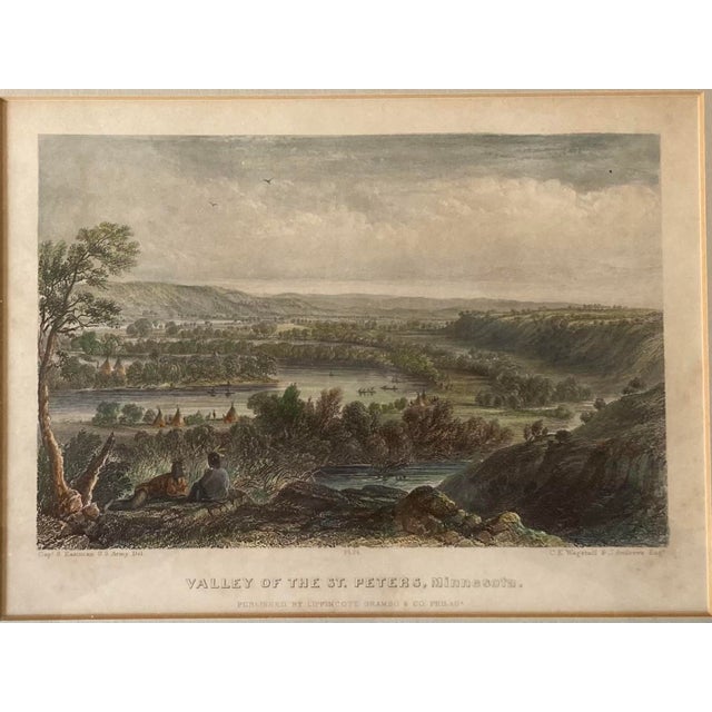 This is an original print engraved on a metal plate. The engraving is titled VALLEY OF THE ST. PETERS Minnesota . There is...