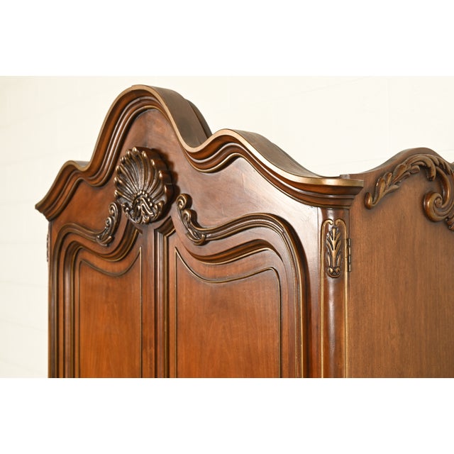 Brown Romweber French Rococo Louis XV Carved Walnut Armoire Dresser, Circa 1960s For Sale - Image 8 of 17