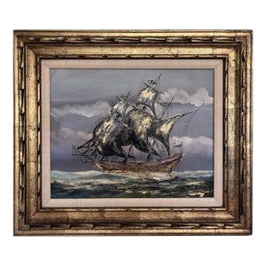 1960s Vintage Seascape Oil Painting on Canvas Signed Zizza | Framed, Nautical Art