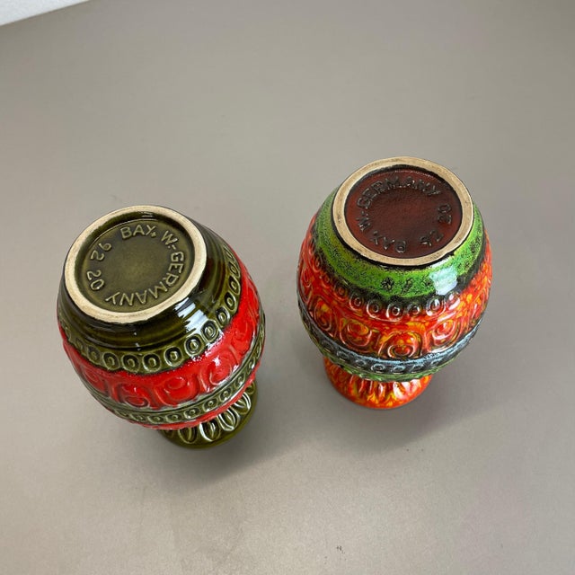 Multi-Color Fat Lava Op Art Pottery Vase from Bay Ceramics, Germany, 1970s, Set of 2 For Sale - Image 18 of 18