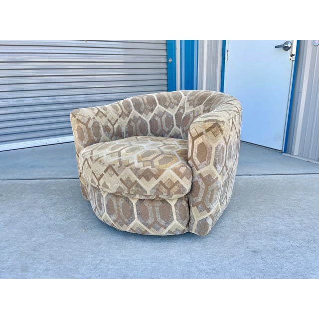 1960s Mid-Century Style Geometric Swivel Lounge Chairs - Set of 2 For Sale - Image 12 of 13