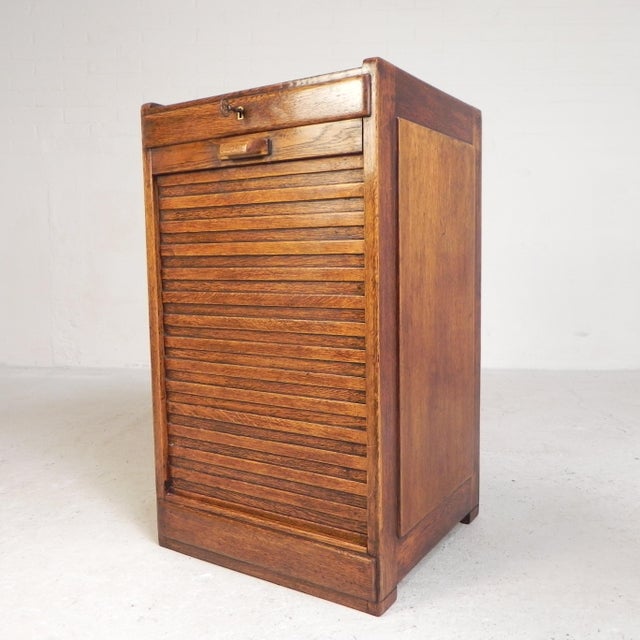 Oak Roller Shutter Cabinet, 1930s For Sale - Image 4 of 18