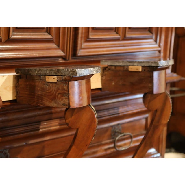 Pair of Early 19th Century French Empire Walnut and Marble Top Wall Consoles For Sale - Image 10 of 13