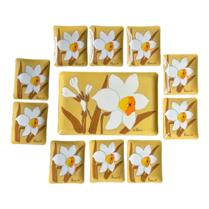 Vera Neumann Vintage Snack Plate Set With Serving Tray