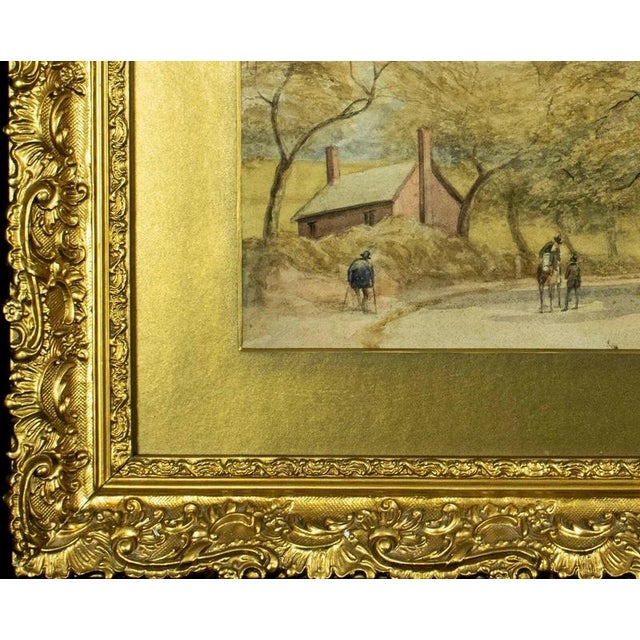 English Street Scene with Church, 19th Century, Watercolour For Sale - Image 3 of 8