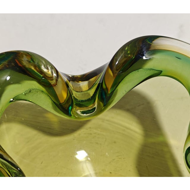 Ashtray in Green and Yellow Submerged Murano Glass by Flavio Poli, 1960s For Sale - Image 6 of 10
