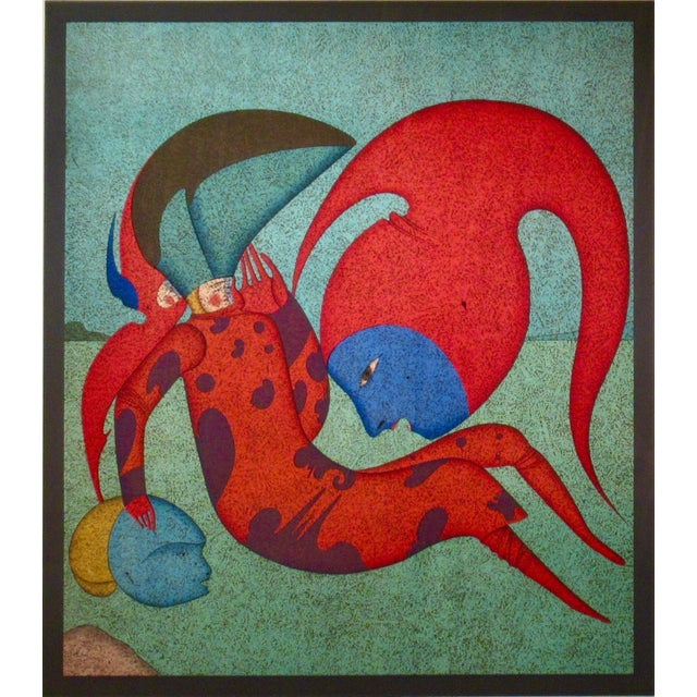 Modern Mihail Chemiakin Flying Head C. 1990 Original Print For Sale - Image 3 of 7