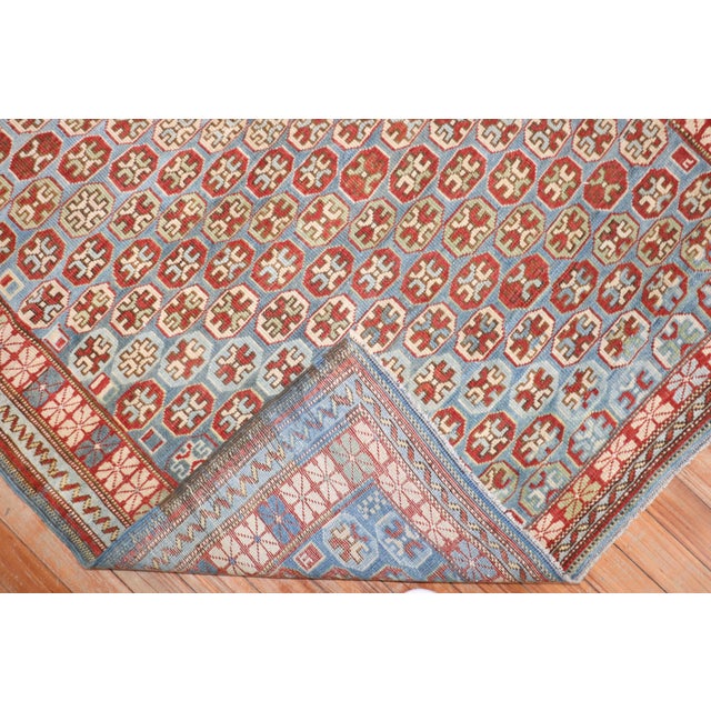 Blue 19th Century Blue Antique Caucasian Kuba Rug - 3'8" x 4'10" For Sale - Image 8 of 8