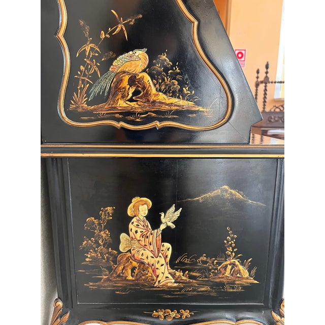 Chippendale Style Slant Top Desk in Black Lacquered Wood, Circa 1900 For Sale - Image 12 of 13