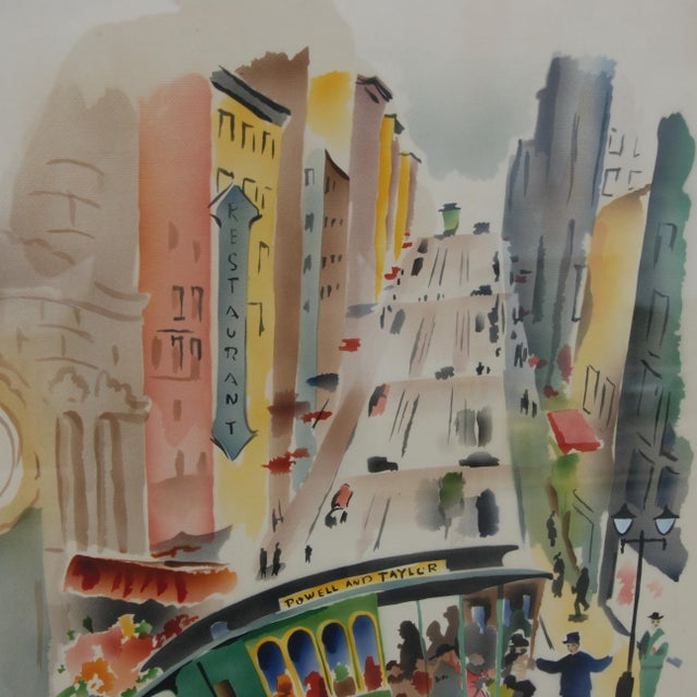 White 1940s Signed Benjamin Jorj Harris Airbrush Cable Car Artworks - A Pair For Sale - Image 8 of 10