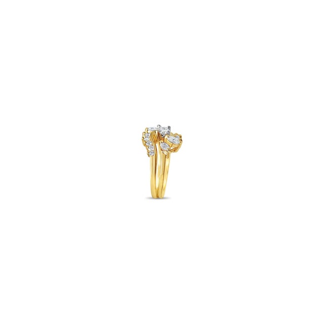 Contemporary Round Diamond & Marquise Accented Bridal Ring Set 1.50cttw 14k Yellow Gold, Size 7 For Sale - Image 3 of 5