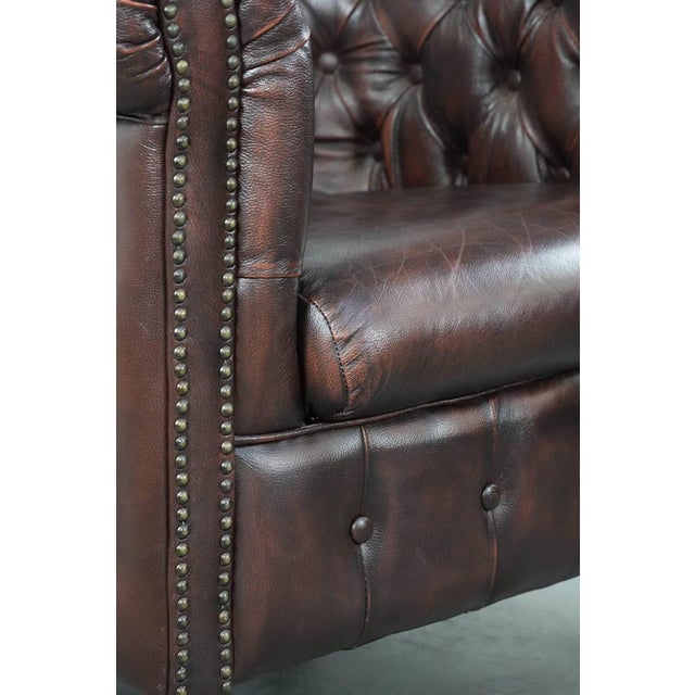 English-Style Chesterfield Club Chair in Cowhide Leather For Sale - Image 11 of 15